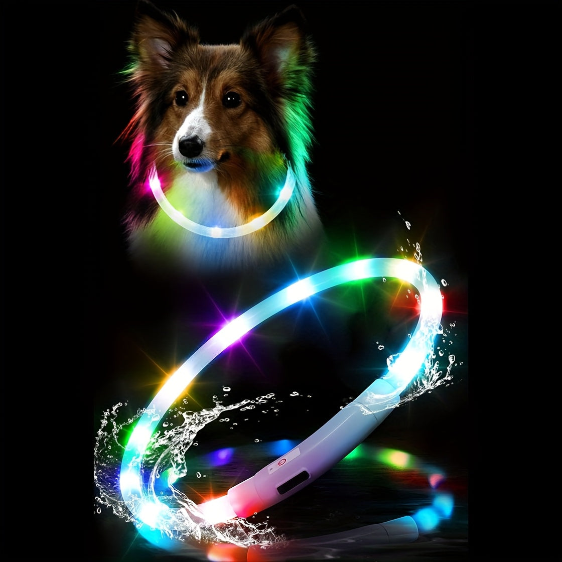 LED Dog Collar USB Rechargeable Light Up Safety Collar with 3 Modes 360° Glow - Adjustable TPU Night Walking Collar for Small Medium Large Dogs, Multi-Color Options