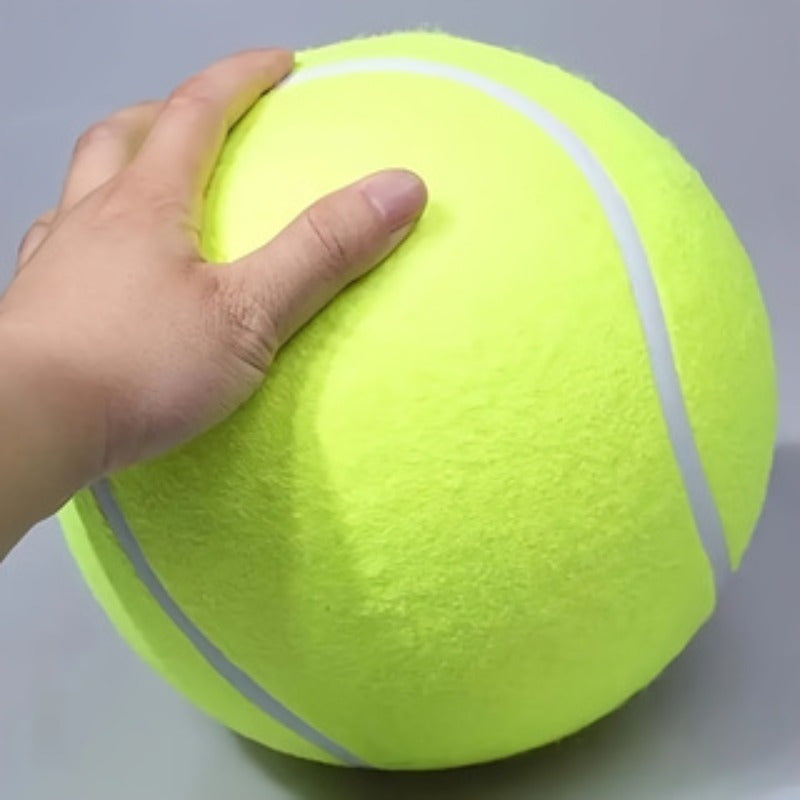Large Tennis Ball Dog Toy 2-Pack with Pump – Durable Chew-Resistant Striped Fetch Ball for Teeth Cleaning & Interactive Play, All Breeds & Sizes