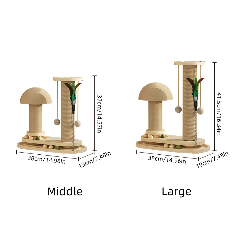 Solid Wood Cat Scratching Post – Multiple Styles & Sizes | Sisal, Mushroom, Dolphin, Fur & Hammock Scratcher for Indoor Cats