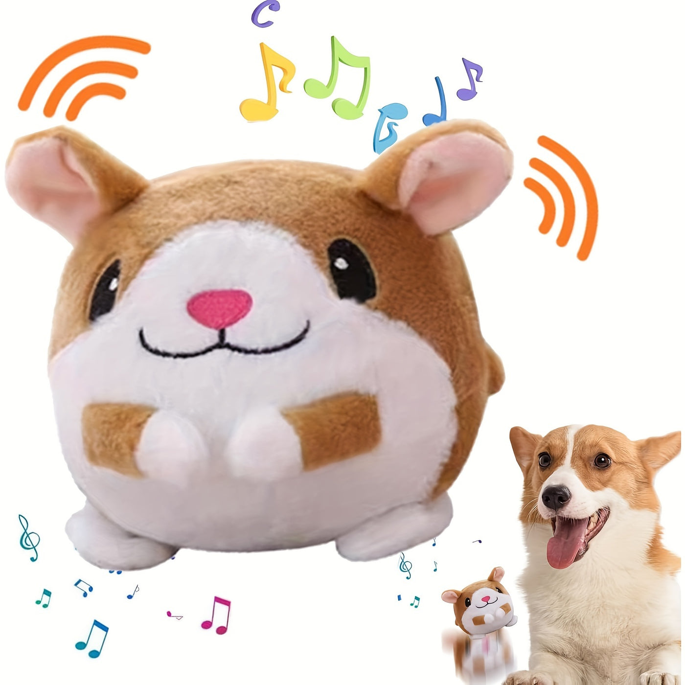 Smart Bouncing Dog Toy Ball with Recording & Music Mode – Rechargeable USB, Washable Animal Character, Squeaky for Small Medium Large Dogs