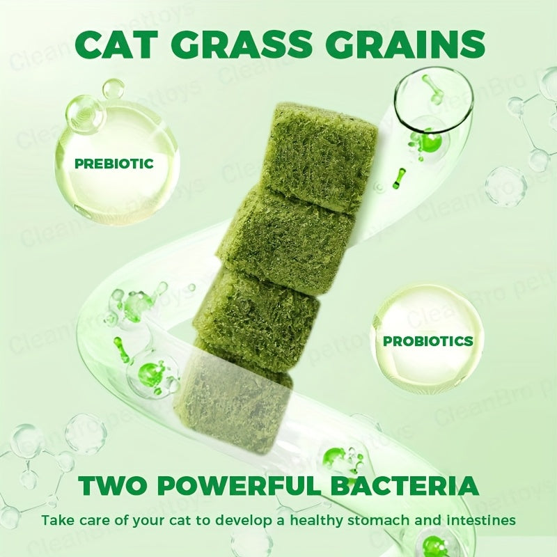 Cat Grass Freeze-Dried Granules & Hairball Tablets for Cats – Mint Molar Sticks, Chicken-Flavored Dental Snacks for Hairball Control & Teeth Cleaning, 150g / 155g