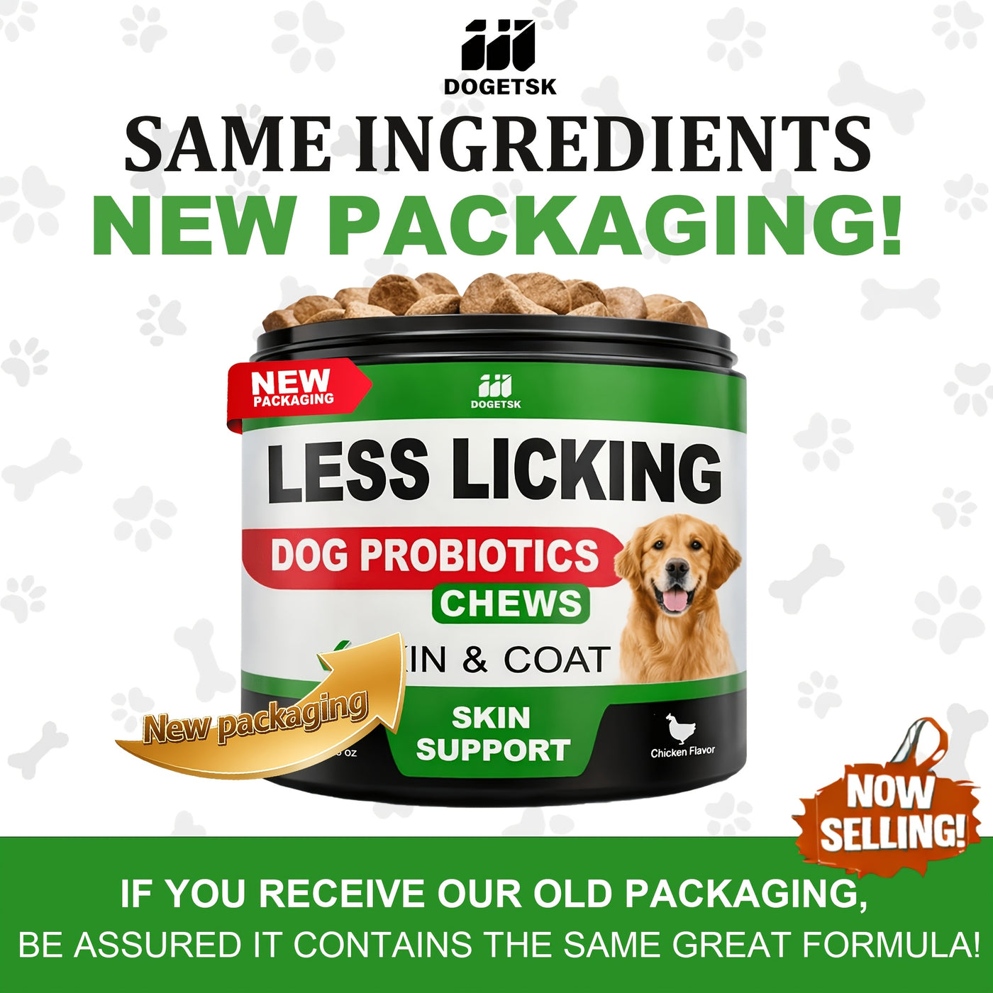 Dog Skin Health Chewing Tablets – Chicken Flavor, Protects Skin Barrier, Science-Backed Formula for Golden Retrievers, Border Collies & All Breeds