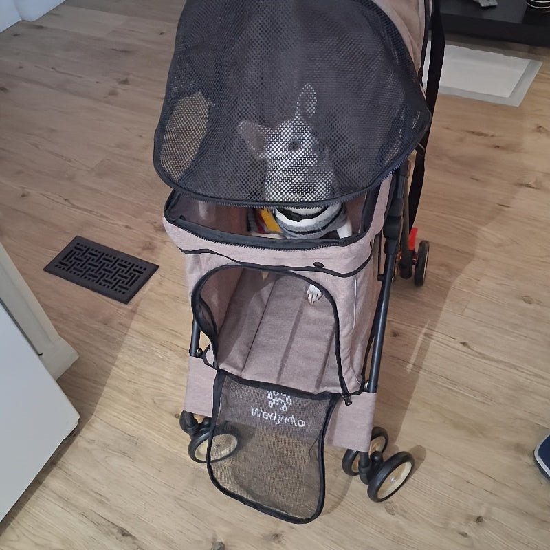 Travel Portable Pet Stroller Up to 33 Lbs – Foldable Dog & Cat Stroller for Small Puppies, Outdoor Walks & Trips | Black, Dark Green, Teal Blue, Light Pink