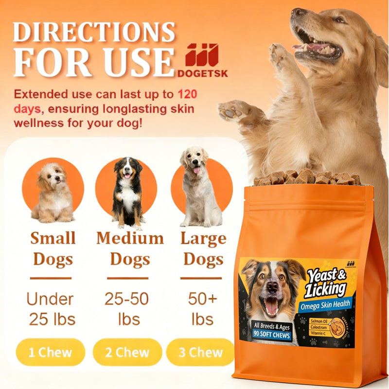 Fish Oil Dog Supplement Chews for Skin & Coat – Chicken Flavor Licking Tablets with Omega-3, 100g, Suitable for Dogs of All Ages