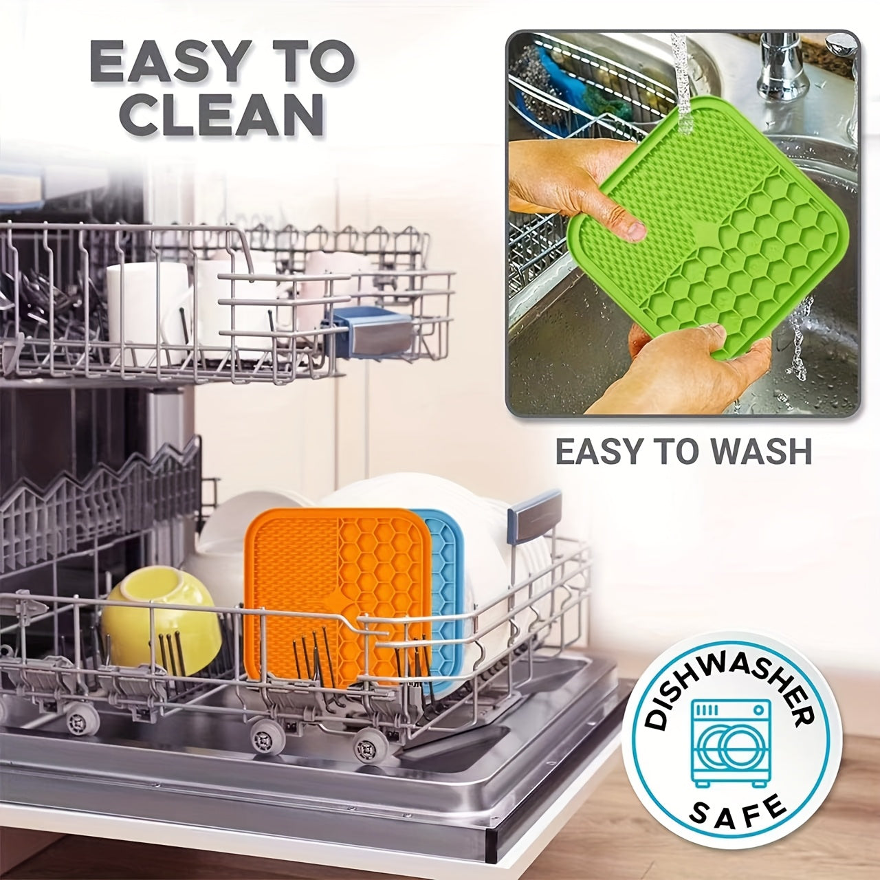 Licking Mat for Dogs & Cats with Suction Cup - Slow Feeder Boredom Buster for Bathing Grooming Anxiety Relief 1/2/4 Pack