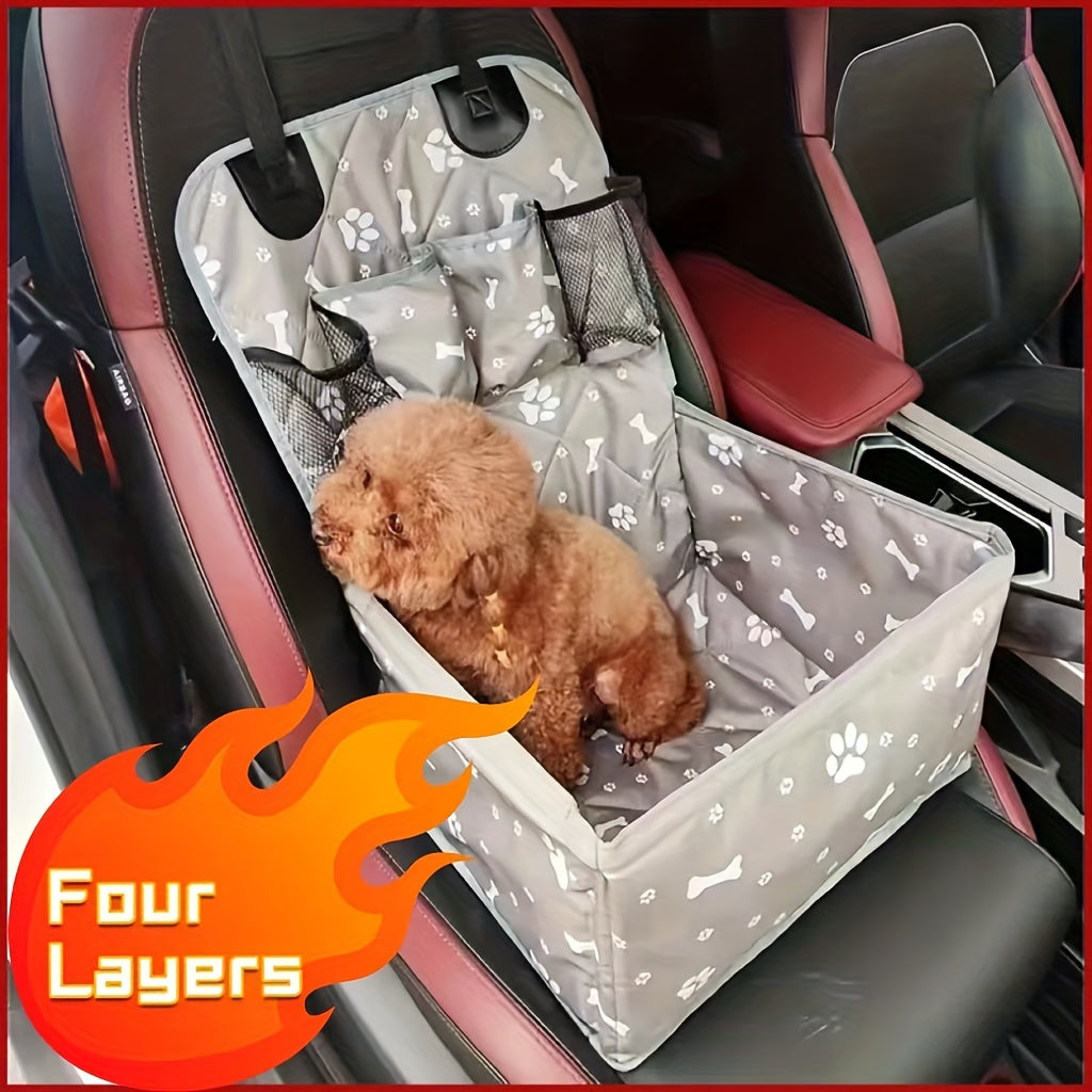 Dog Car Seat Mat for Front Passenger Seat – Dirt-Resistant Scratch-Proof Polyester Pet Travel Mat, Washable Car Seat Cover Protector for Dogs in Cars, SUVs & Trucks