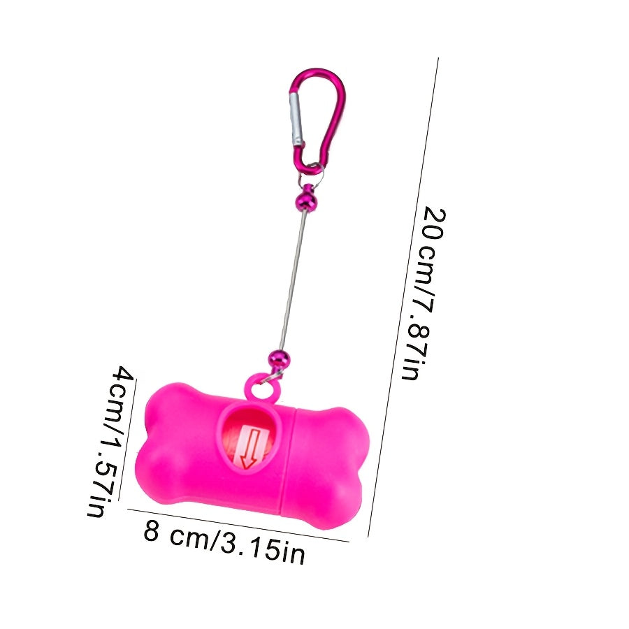 Dog Poop Bag Dispenser DIY Beaded Keychain D-Hook with Bone-Shaped Waste Bags for Outdoor Dog Walking