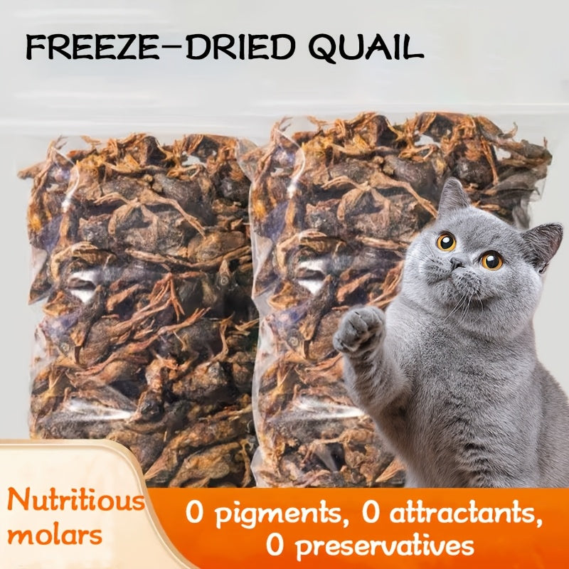 Freeze Dried Whole Quail Cat Treats Single Ingredient High-Protein Crunchy Raw Style Snack for Cats Dogs Kittens Training Reward Daily Feeding