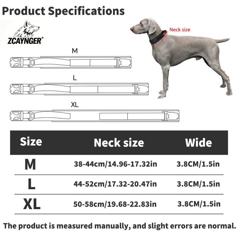 Heavy Duty Tactical Dog Collar with Handle & Quick-Release Metal Buckle - Wide Nylon Collar for Medium & Large Dogs, M/L/XL, Training Outdoor Agility Search Rescue