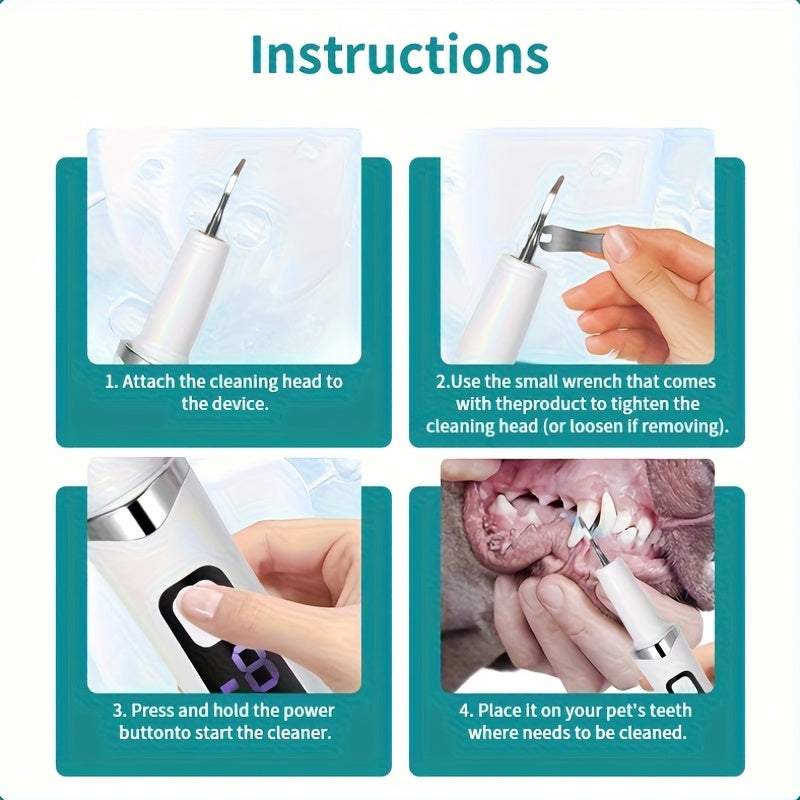 Electric Pet Toothbrush USB Rechargeable for Cats and Dogs – Sonic & Manual Modes Plaque Tartar Removal Oral Care Kit