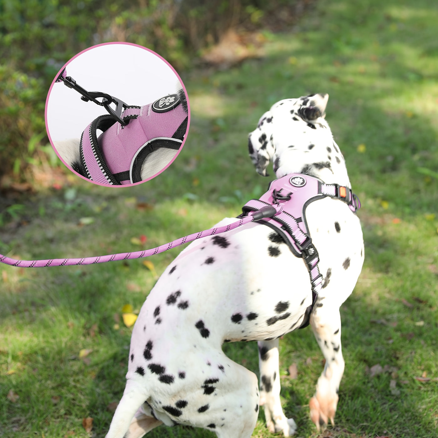 Complete Dog Walking Set – No-Pull Harness + Collar + Leash + Retractable Seatbelt + Storage Strap, Fully Reflective Breathable Vest with Handle for Small & Large Dogs, Sizes XS-XL