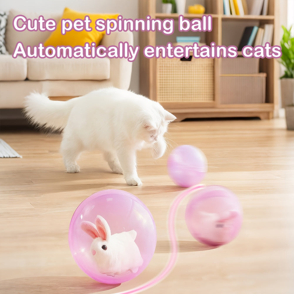 Motion Activated Interactive Cat Toy Ball – Auto Moving Rechargeable Toy for Indoor Cats & Dogs, Boredom Buster for Small Medium Large Pets, Cartoon Rabbit & Squirrel Design