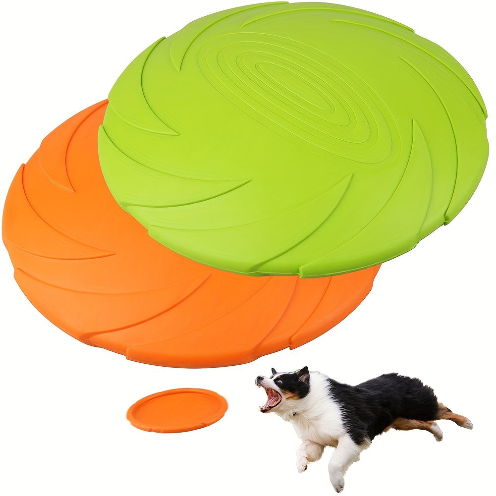 Natural Rubber Dog Flying Disc 2-Pack – 7" Durable Floating Frisbee for Fetch, Water Play & Beach – Doubles as Water Bowl, Safe for All Dogs