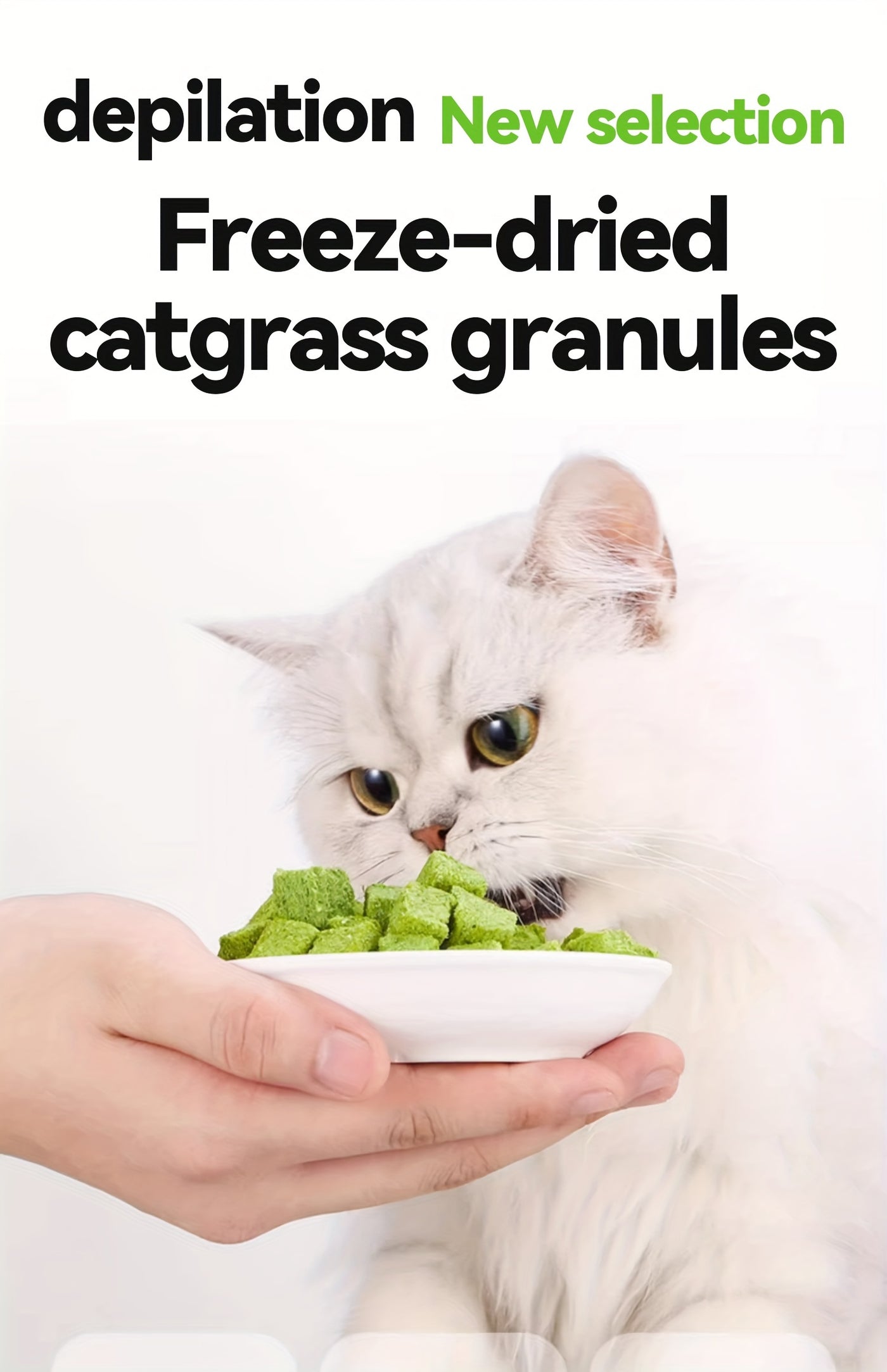 Cat Grass Freeze-Dried Granules & Hairball Tablets for Cats – Mint Molar Sticks, Chicken-Flavored Dental Snacks for Hairball Control & Teeth Cleaning, 150g / 155g