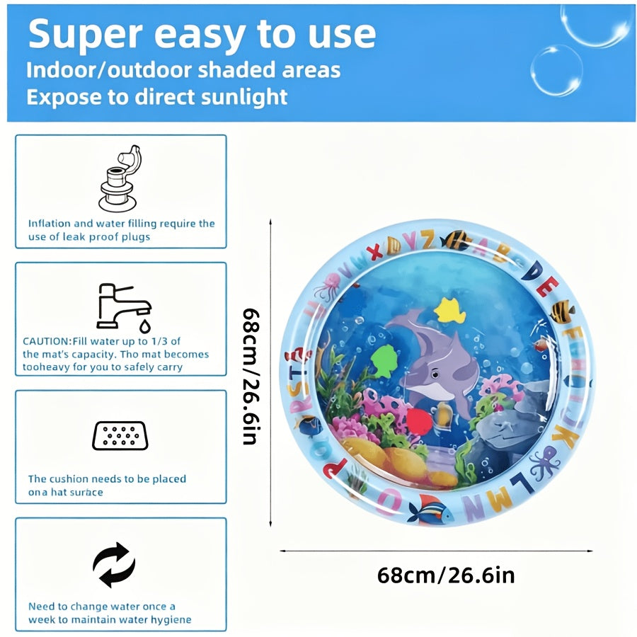Cat Water Play Pad Interactive Inflatable Cooling Mat with Fish Toys for Cats and Small Dogs – Non-Slip Summer Ice Pad Capsule Game Toy