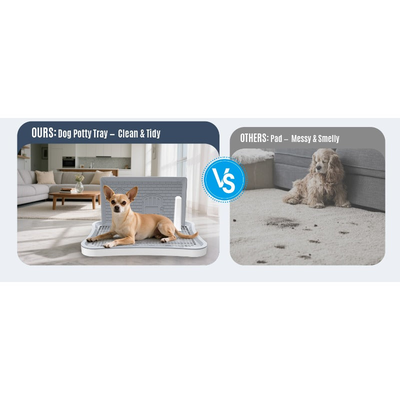 Indoor Dog Potty Tray 20x15 Inch Anti-Splash Hollow Mesh Non-Slip Easy Clean Puppy Training Toilet for Small Medium Dogs