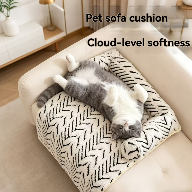 Soft Plush Pet Sofa Mattress Pillow Pad for Dogs and Cats – Non-Slip Washable Warm Pet Bed Mat for Couch Bedroom Car Cage Balcony and Bay Window
