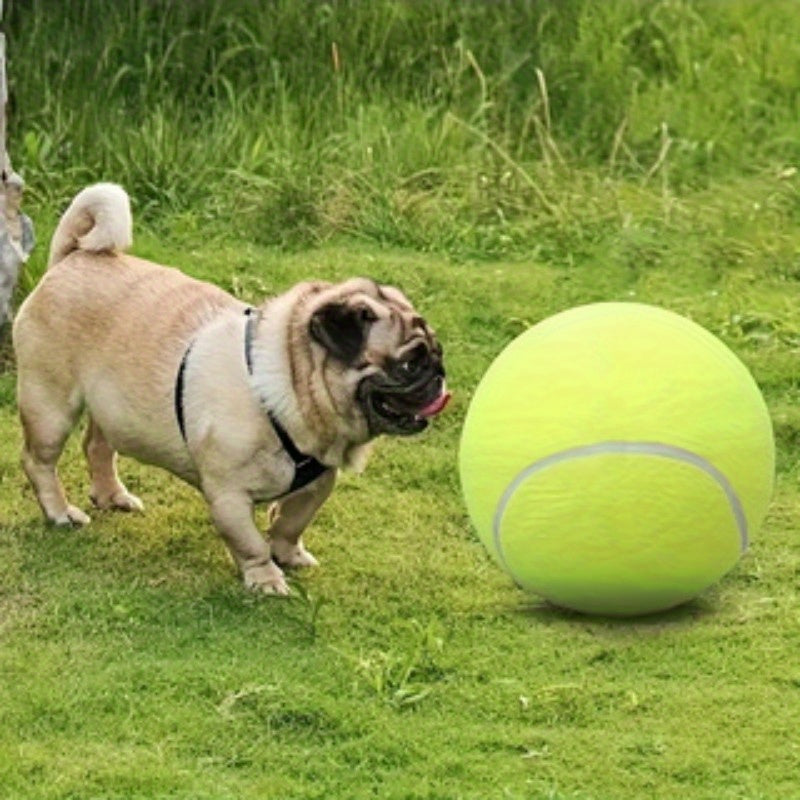Large Tennis Ball Pet Toy 2 Pack with Air Pump - Durable Chew-Resistant Dental Ball for Cats & Dogs Interactive Play & Teeth Cleaning