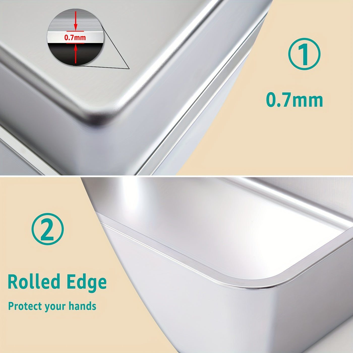 Stainless Steel Cat Litter Box 2 Pack Extra Large 6 Inch Deep High Sides XL Metal Litter Box for Big Cats Easy to Clean Corner Fit
