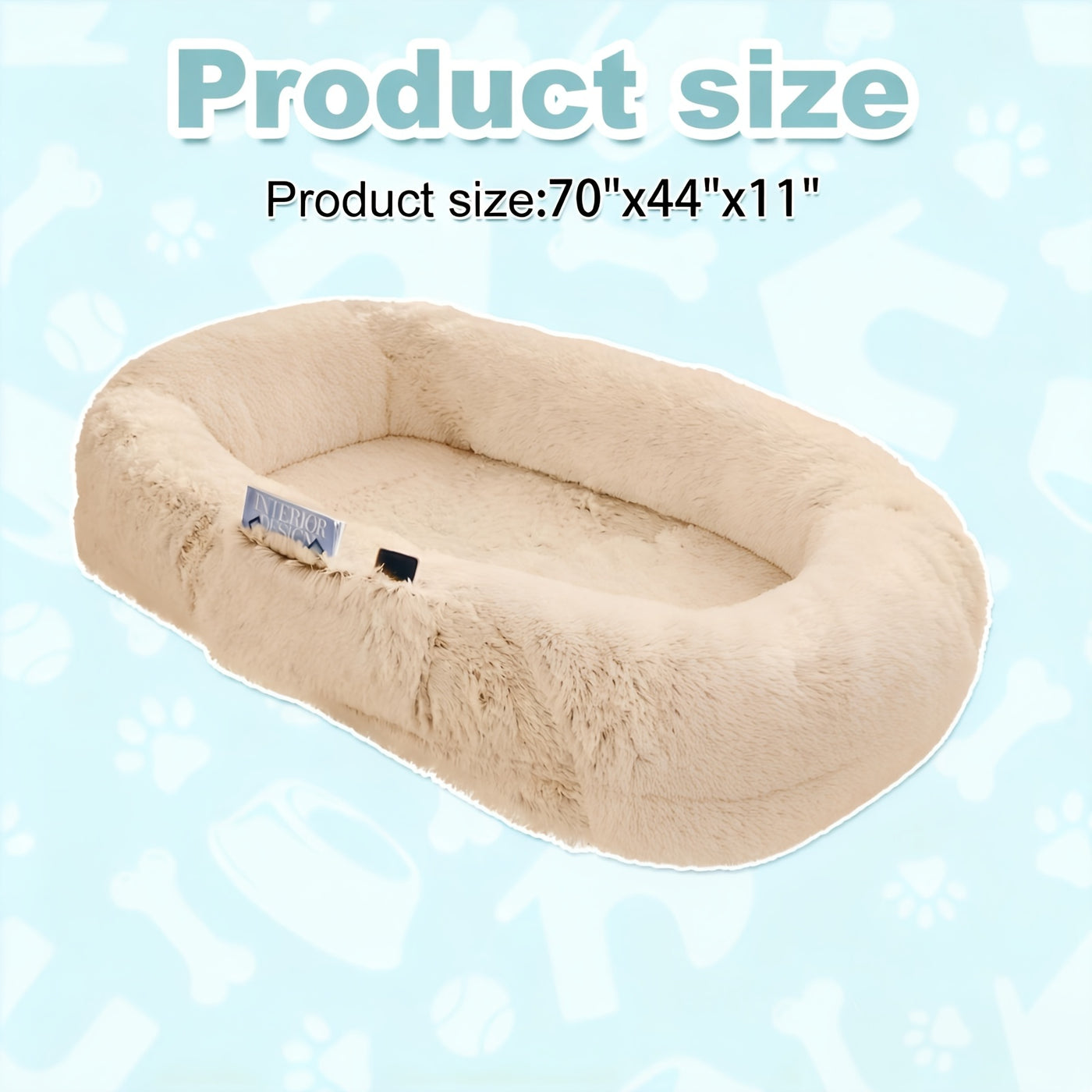 Human Dog Bed 70x44x11 Inch Giant Faux Fur Orthopedic Bed for People & Pets - Washable Non-Slip Extra Large Dog Bed for Adults, Napping, Lounging, All Breeds