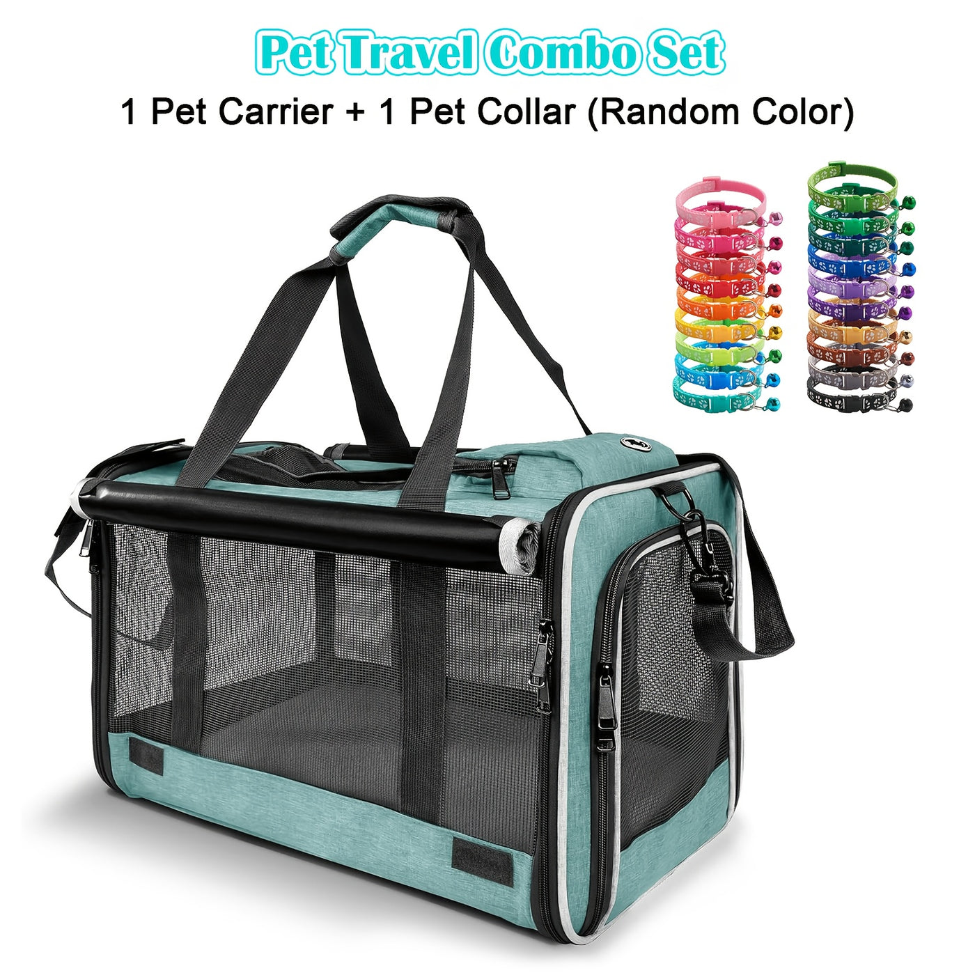 Airline Approved Soft-Sided Pet Carrier for Large Medium Cats & Small Dogs – Breathable Collapsible Travel Bag, Multiple Colors, Optional Combo with Bowls & Pet Glove