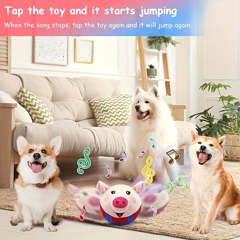 Smart Bouncing Dog Toy Ball with Recording & Music Mode – Rechargeable USB, Washable Animal Character, Squeaky for Small Medium Large Dogs