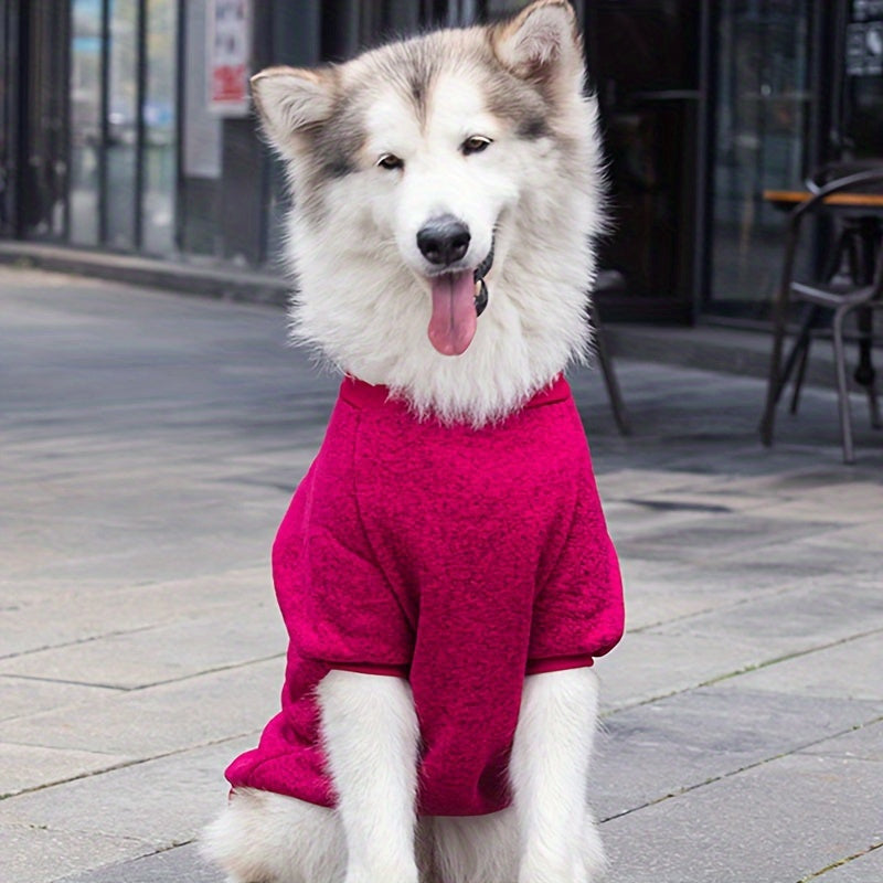 Dog Sweater for Medium to Large Dogs Warm Knit Pullover Pet Clothes – Soft Cozy Dog Jumper in Rose Red Silvery Grey Dark Violet Sizes 3XL to 7XL