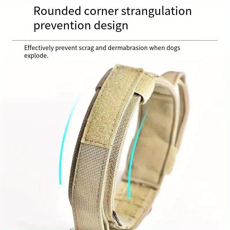 Heavy Duty Tactical Dog Collar with Handle & Quick-Release Metal Buckle - Wide Nylon Collar for Medium & Large Dogs, M/L/XL, Training Outdoor Agility Search Rescue