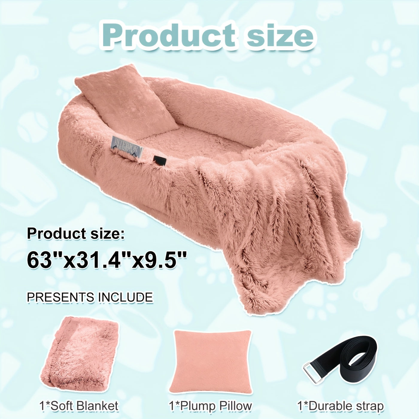 Human Dog Bed 70x44x11 Inch Giant Faux Fur Orthopedic Bed for People & Pets - Washable Non-Slip Extra Large Dog Bed for Adults, Napping, Lounging, All Breeds