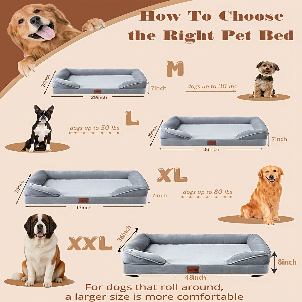 Giant Dog Sofa Bed for Extra Large Dogs & Cats – Comfort Couch with Washable Removable Cover & Nonskid Bottom, Grey