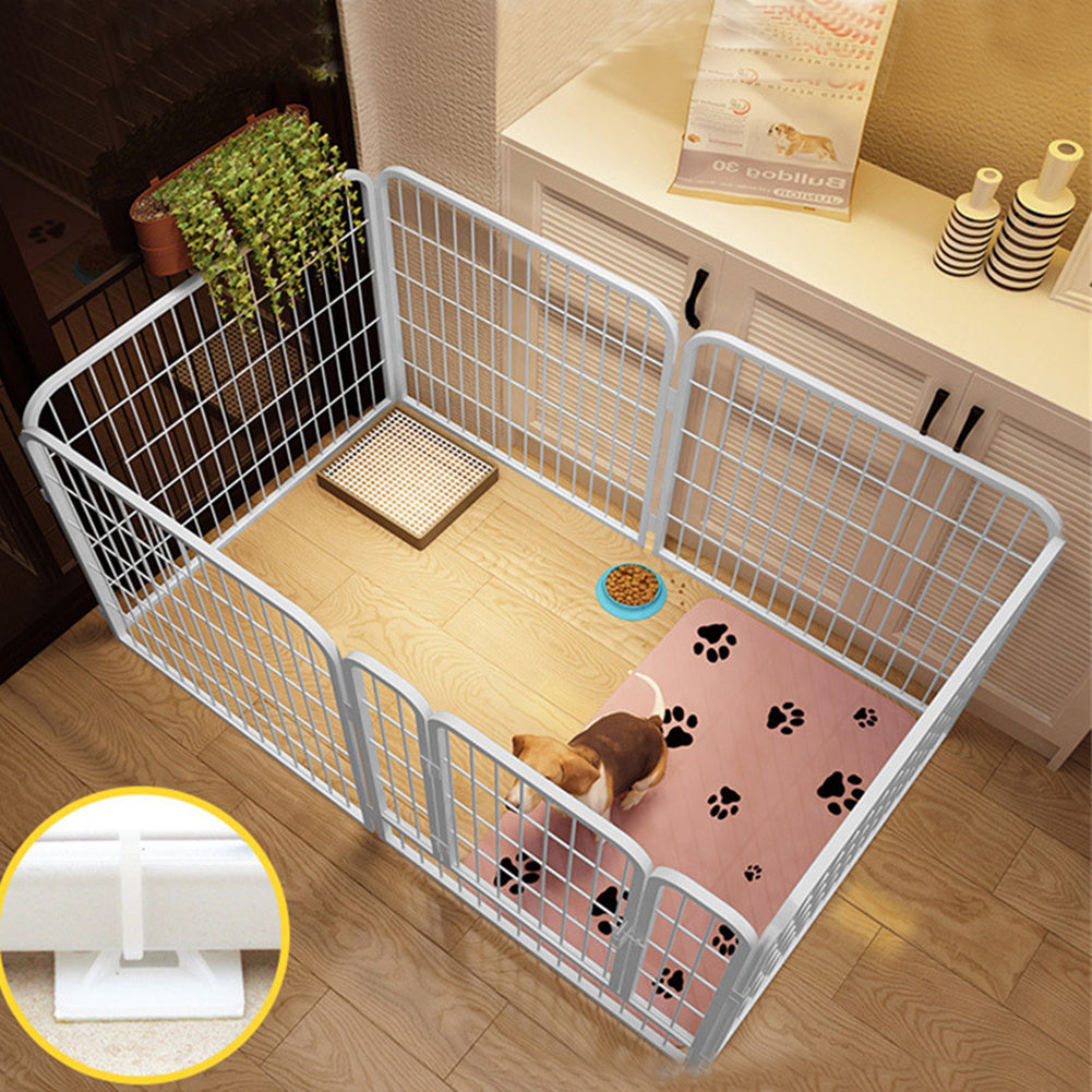 Stainless Steel Indoor Dog Enclosure with Resting, Play & Potty Training Zones - Multi-Functional Flexible Pen for Small Medium Dogs, Easy Assembly