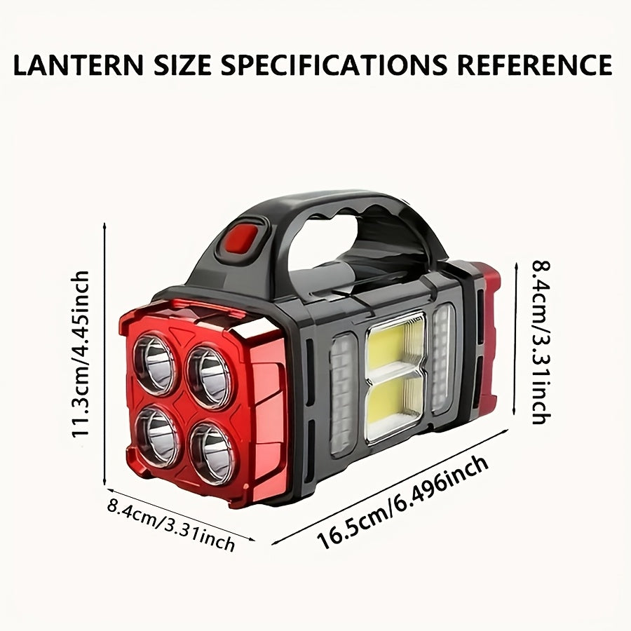 Solar & USB Rechargeable LED Lantern Flashlight – 1800mAh COB Work Light, 4 Modes, Emergency Power Bank, IPX4 Waterproof, Portable Camping Lantern, 1 or 2 Pack