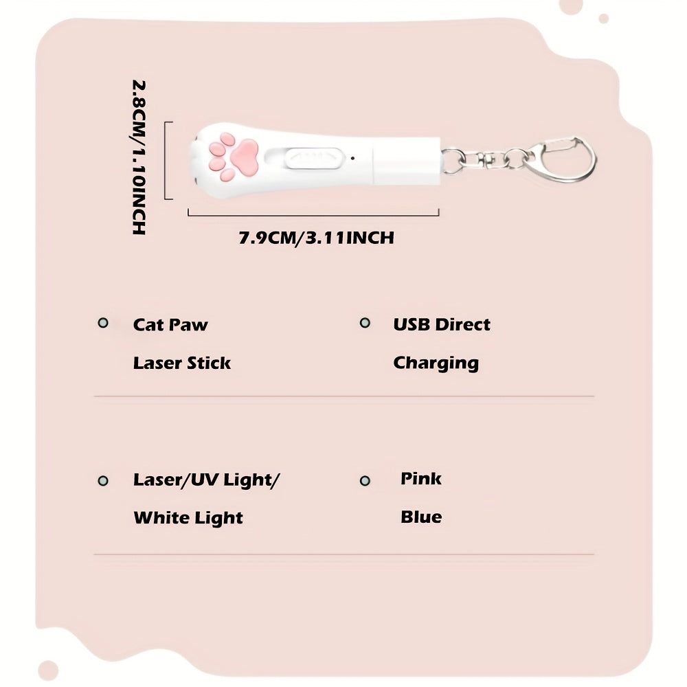 Interactive Cat Toy USB Rechargeable – 7-in-1 Teaser Wand with 7 Play Modes, Bonus Mouse Toy, Exercise & Enrichment for Indoor Cats and Dogs, Pink & Blue