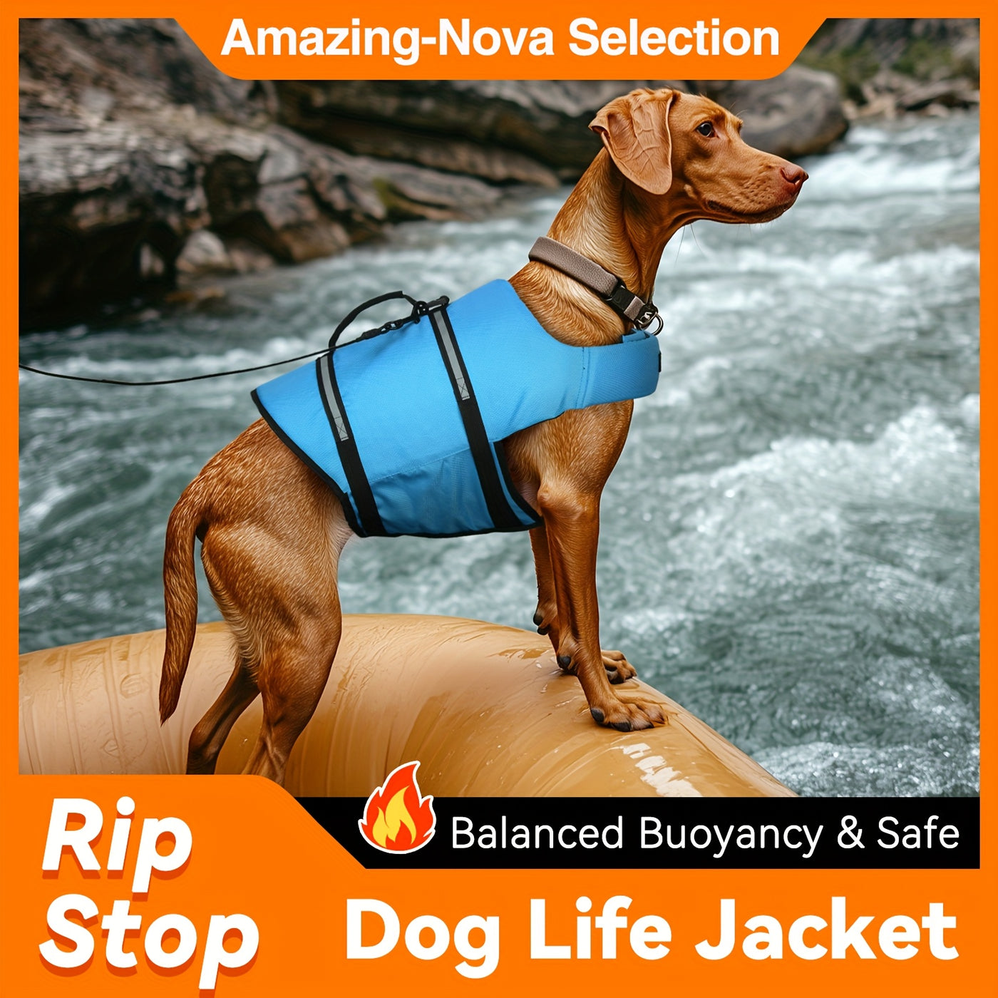 Dog Life Jacket for Swimming – Ripstop Buoyancy Vest with Handle, Hook & Loop Closure, Flotation Safety Coat for Small Medium Large Dogs, Pool Lake & Beach Use