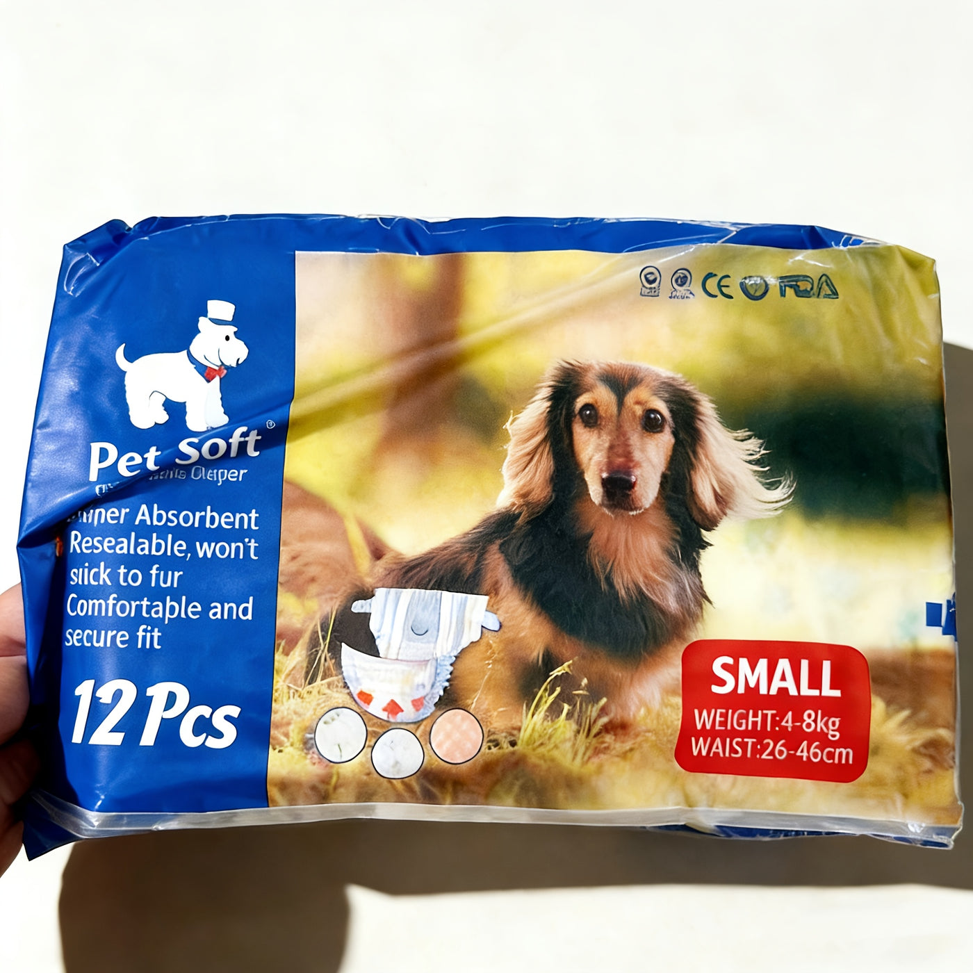 Dog Disposable Diapers 12-Pack – Ultra-Absorbent Leakproof Pet Diapers for Male & Female Dogs, Elastic Waistband, Adjustable Fit for Puppy Training & Incontinence