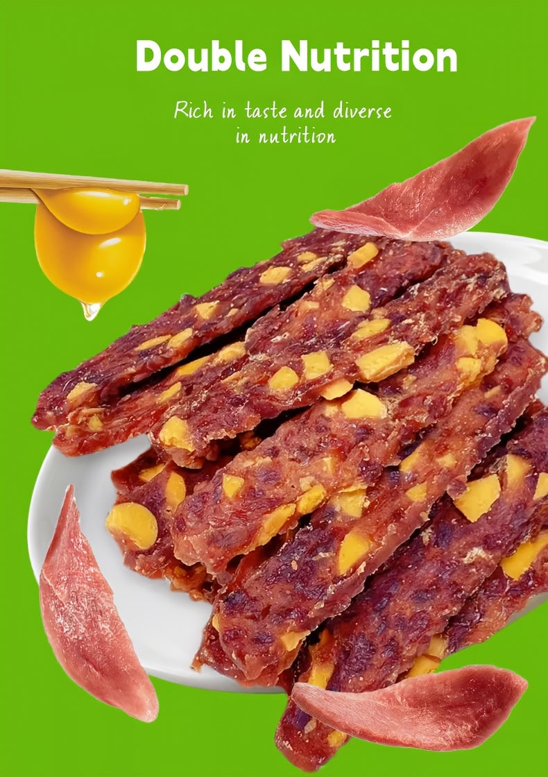 High-Protein Duck Jerky & Egg Yolk Dog Treats – Teething Chews & Training Snacks for Puppies & Dogs of All Breeds, Dried Duck Flavor Slices for Teddy, Bichon, Corgi, Golden Retriever