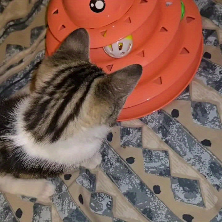 3-Tier Turntable Cat Toy with 6 Colorful Spinning Balls - No Battery Interactive Cat Toy, Anti-Slip Base, Detachable Levels, Mental & Physical Stimulation for Cats Kittens, Multiple Colors