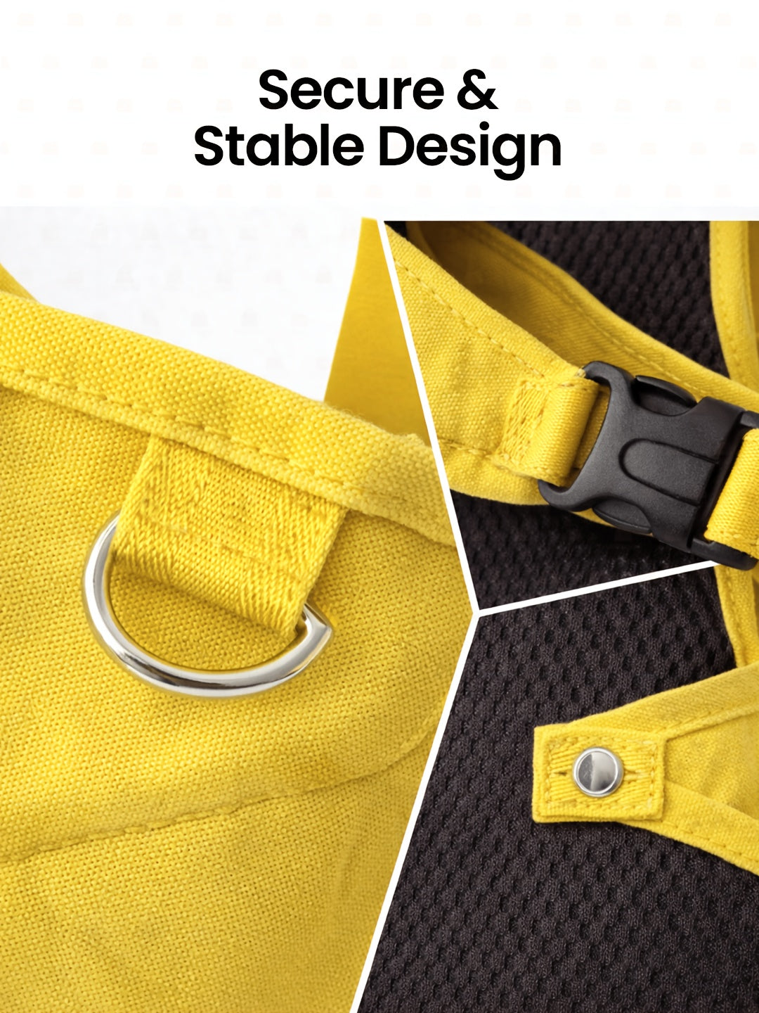 Crossbody Pet Carrier Bag with Heart Mesh Window – Hands-Free Dog & Cat Backpack with Waist Strap & Adjustable Shoulder Strap, Up to 15 Lbs | Bright Yellow
