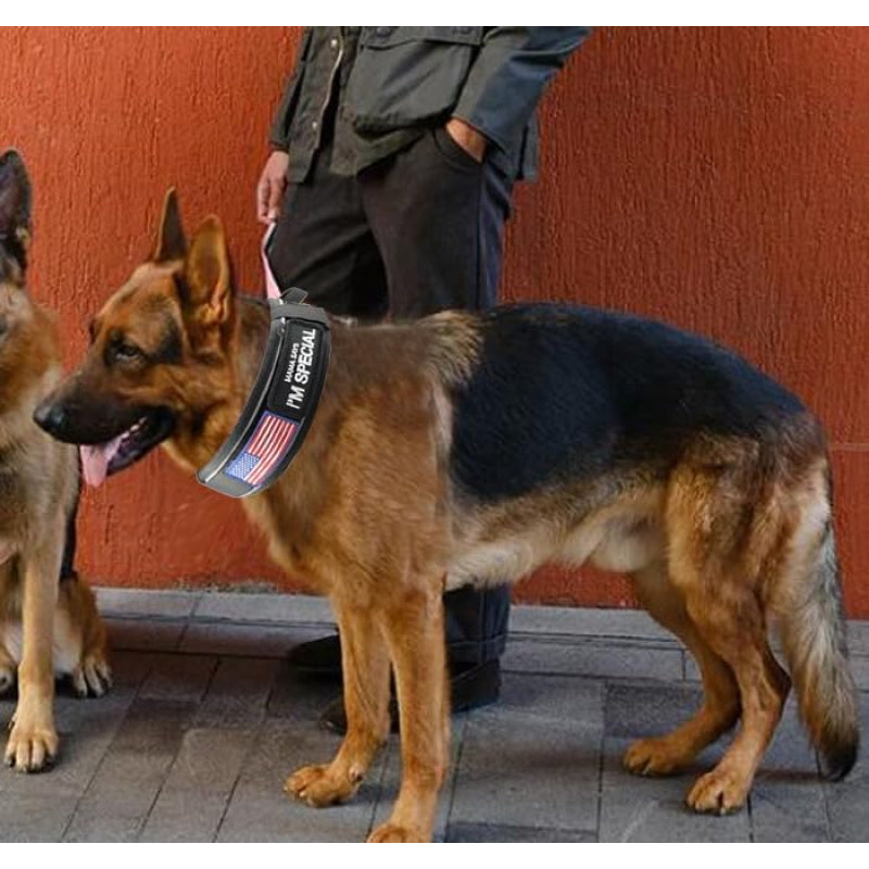 Tactical Dog Collar 3pcs Set 2.6" Heavy Duty Nylon with Padded Handle & Reflective Stitching for Medium & Large Dogs – Quick-Release Metal Buckle, Customizable Patches, Sizes M-XL