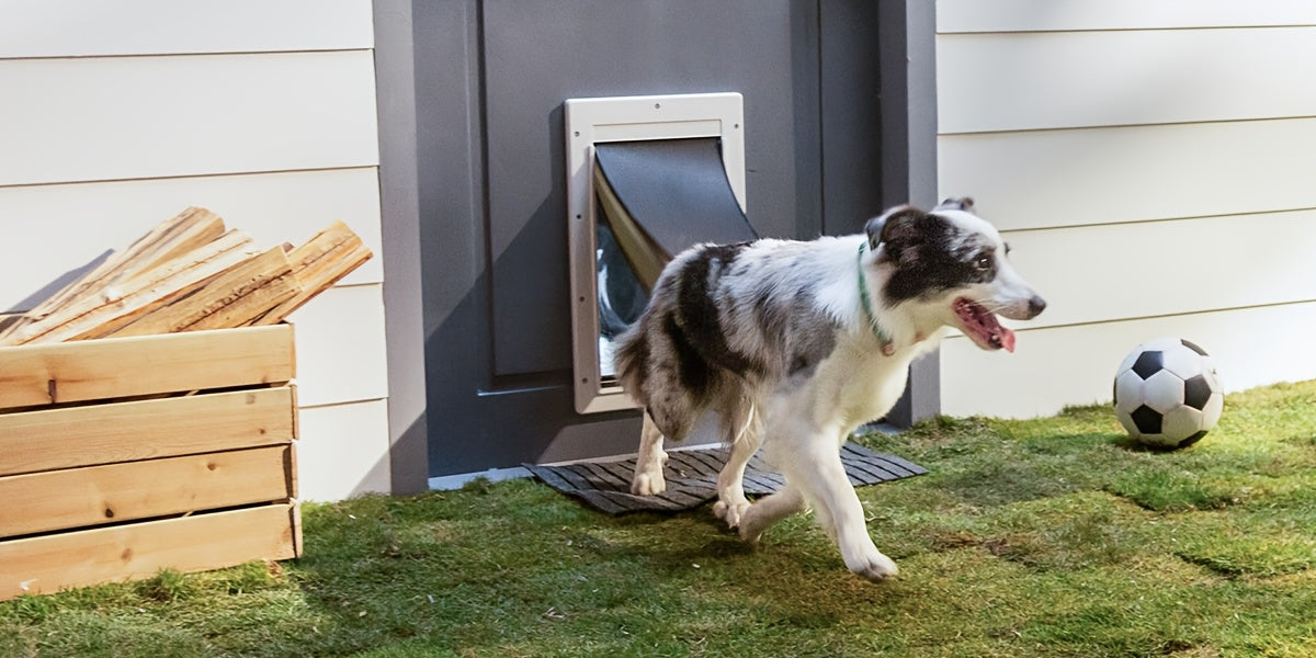 Large Dog Door Heavy Duty Plastic – Double Magnetic Flap Doggie Door for Interior & Exterior Doors or Wall, Easy Install, 45-100 LB Dogs