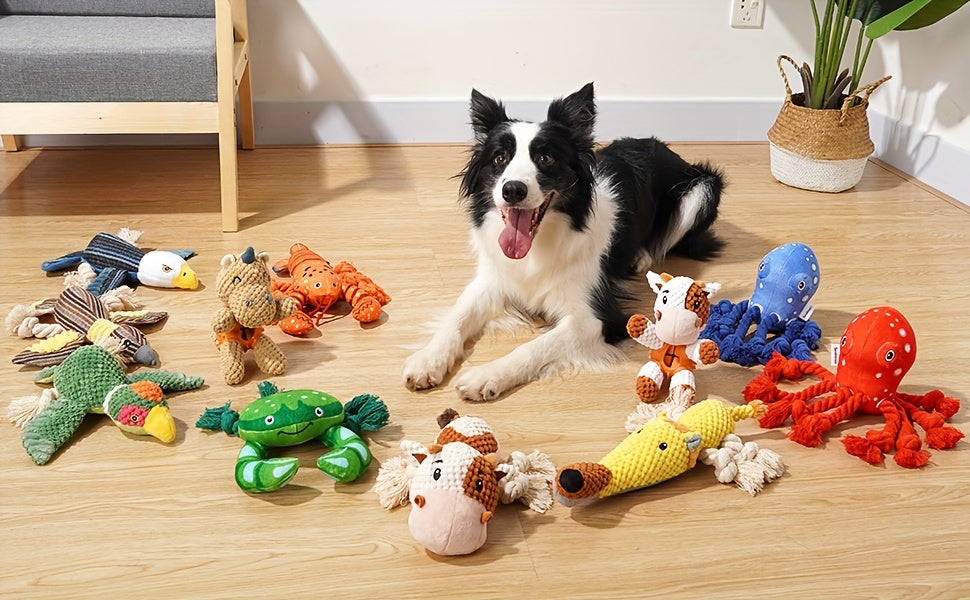 Squeaky Plush Dog Toy Cow – Interactive Tug of War Chew Toy with Crinkle Paper & IQ Training for Small Medium Large Dogs