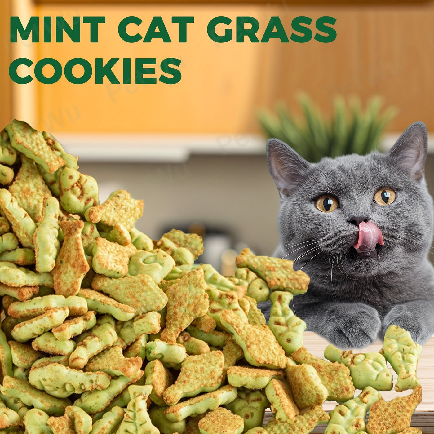 Catnip Cookie Cat Snacks with Cat Grass – Fish-Flavored Dental Molar Sticks for Teeth Cleaning, Hairball Control & Healthy Weight, Natural Treats for Indoor Cats, 150g