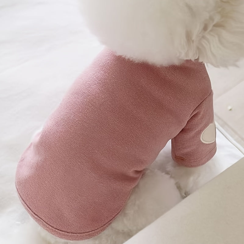 Small Dog Clothes 3-Piece Set Spring Summer Thin Fleece Shirt for Teddy Bichon Frise – Heart Print Two-Legged Base Layer for Small and Medium Dogs Sizes S-XL