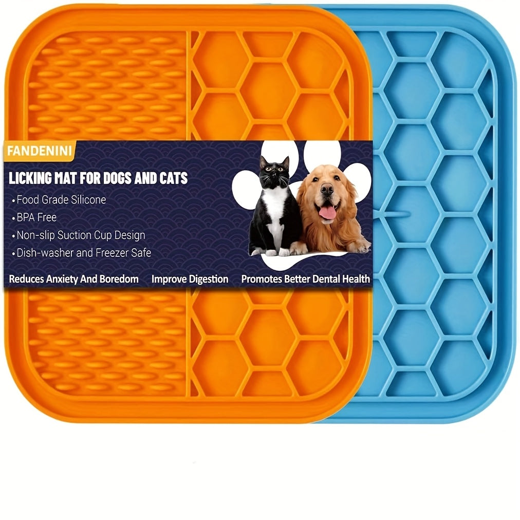 Licking Mat for Dogs & Cats with Suction Cup - Slow Feeder Boredom Buster for Bathing Grooming Anxiety Relief 1/2/4 Pack