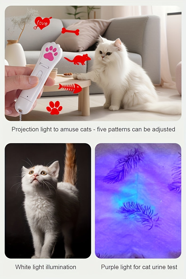 Interactive Cat Toy USB Rechargeable – 7-in-1 Teaser Wand with 7 Play Modes, Bonus Mouse Toy, Exercise & Enrichment for Indoor Cats and Dogs, Pink & Blue