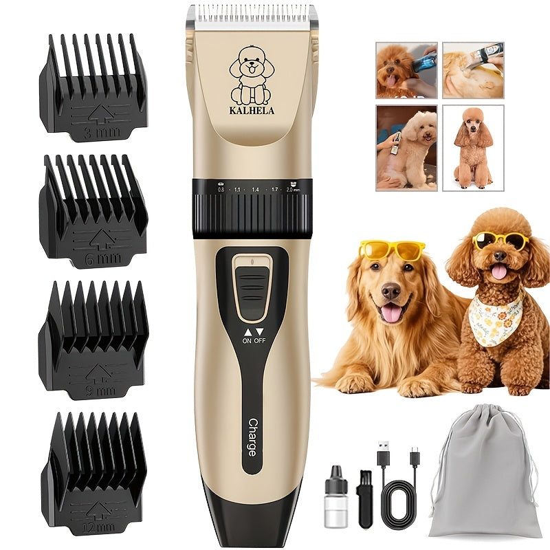 Professional Dog Grooming Kit – USB Rechargeable Electric Clippers with Ceramic Blades, Brush & Comb Set for Dogs & Cats, Multiple Colors & Beauty Sets