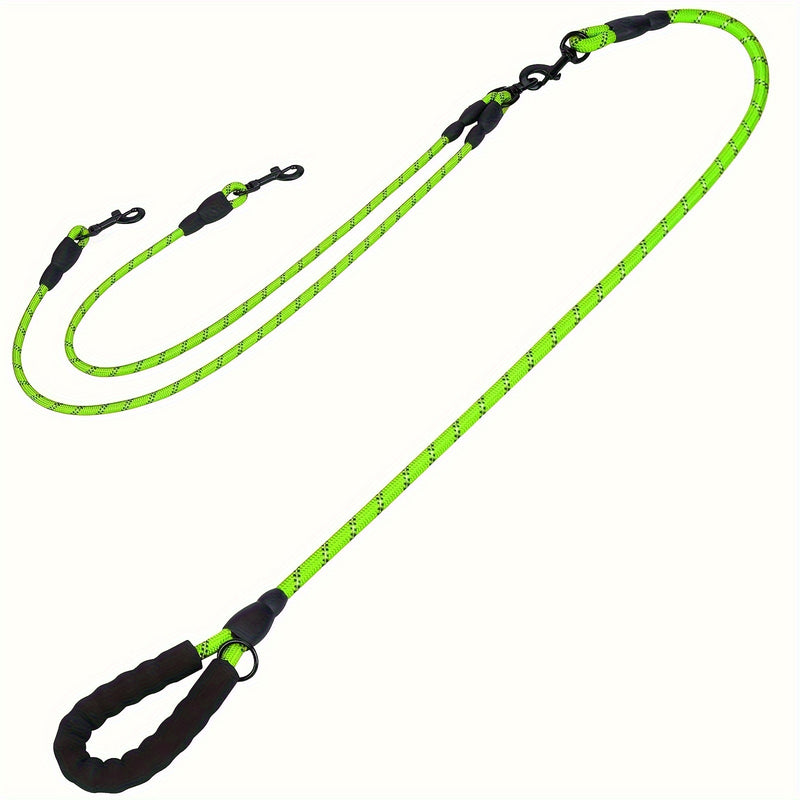 Dual Dog Leash 360° Tangle-Free with Shock Absorber & Reflective Nylon – 78-Inch Double Dog Walking Leash for Two Dogs, Ergonomic Foam Handle, 7 Colors, Small Medium Large Dogs