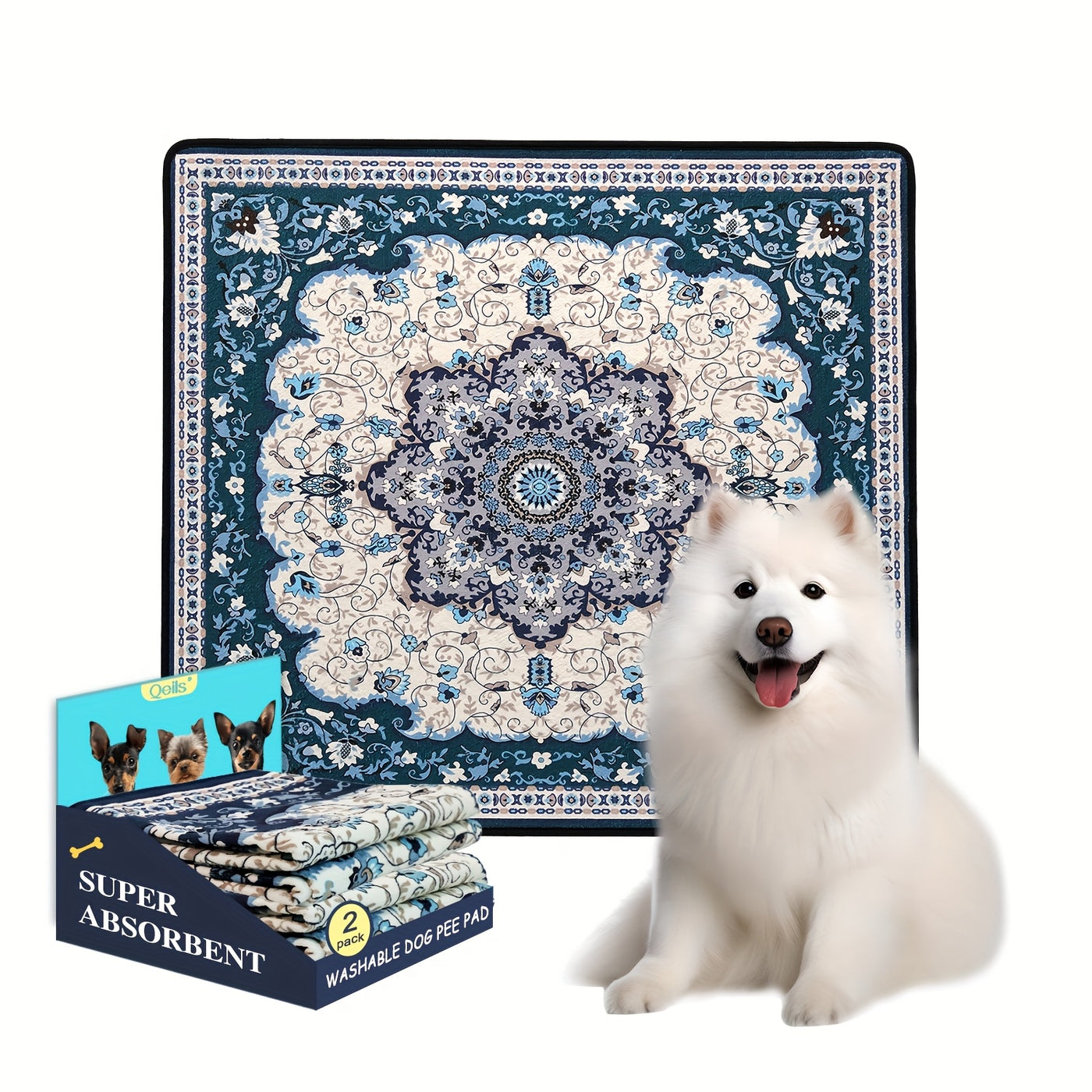 Washable Reusable Dog Pee Pads - Super Absorbent Leakproof Non-Slip Puppy Training Pads for Floor Crate Couch, Multiple Sizes & Patterns, Machine Washable Pet Potty Pads