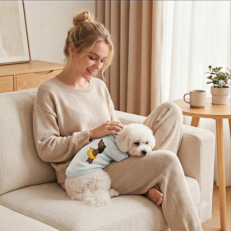 Dog Sweatshirt Cartoon Dachshund Sunglasses & Duck Swim Ring Graphic – Lightweight Soft Pet Pullover for Small Dogs, French Bulldog, Yorkie, Bichon | M & L