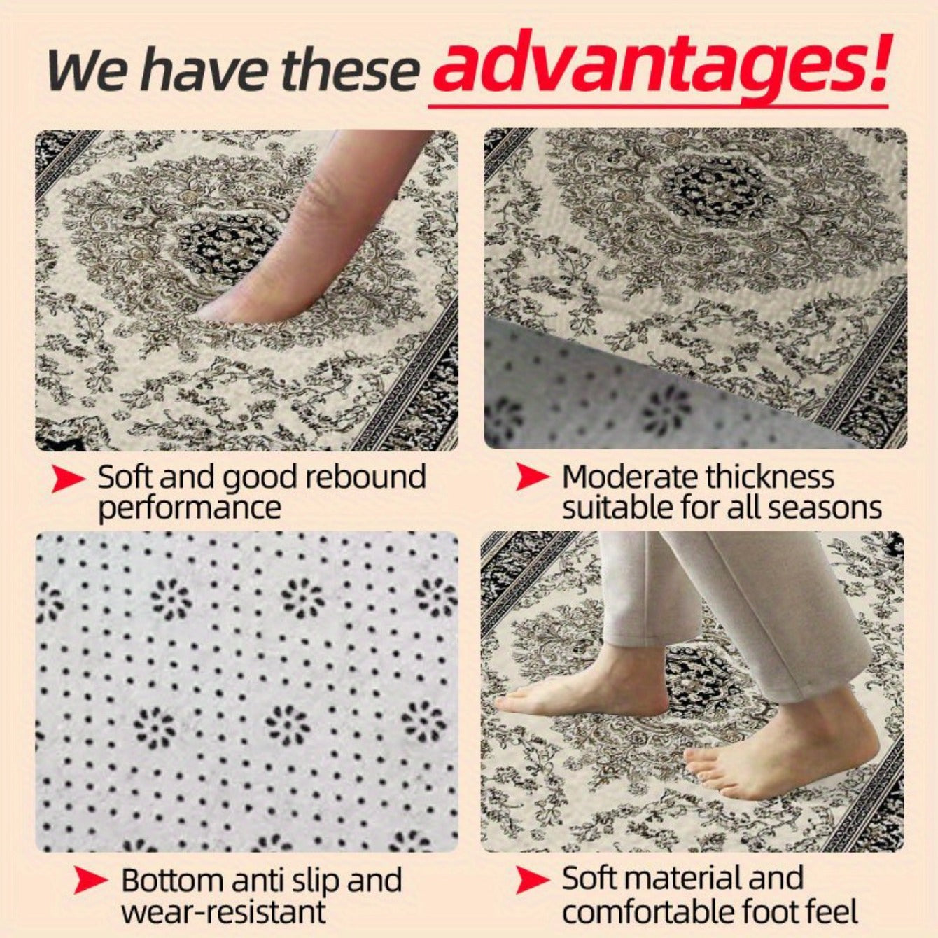 Pet Feeding Mat Non-Slip Washable Persian Floral Pattern Dog Cat Food Mat 16x12 Inch – Waterproof Placemat for Dog Bowls Kennel Litter Box and Holiday Gift